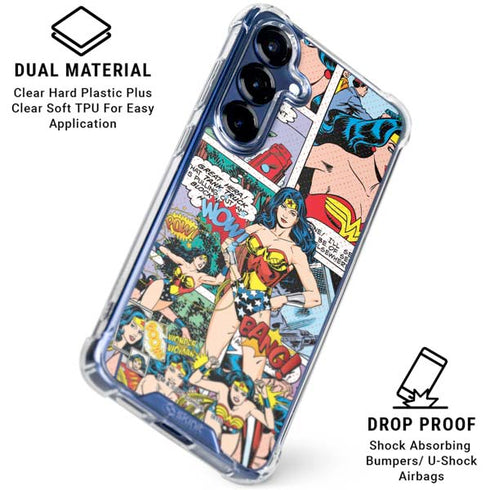 DC Comics Wonder Woman Comic Blast Galaxy S25 FE Clear Case