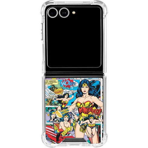 DC Comics Wonder Woman Comic Blast Galaxy Z Flip7 Clear Case