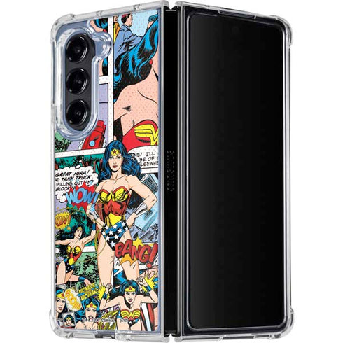 DC Comics Wonder Woman Comic Blast Galaxy Z Fold5 5G Clear Case