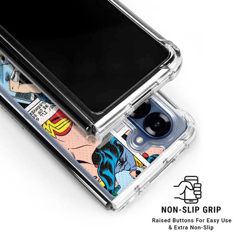 DC Comics Wonder Woman Comic Blast Galaxy Z Fold7 Clear Case