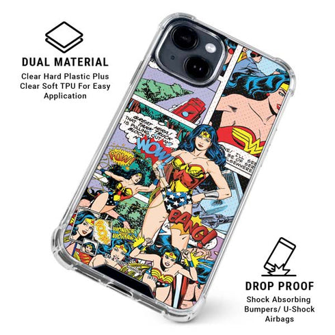 DC Comics Wonder Woman Comic Blast iPhone 15 Clear Case
