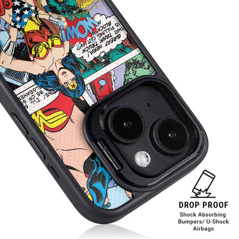 DC Comics Wonder Woman Comic Blast iPhone 15 Kickstand Case