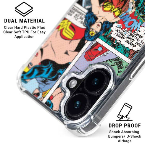 DC Comics Wonder Woman Comic Blast iPhone 16 Clear Case