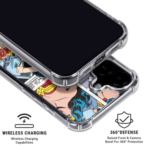 DC Comics Wonder Woman Comic Blast iPhone 16 Plus Clear Case