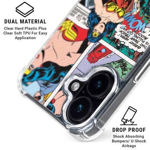 DC Comics Wonder Woman Comic Blast iPhone 16 Plus Clear Case