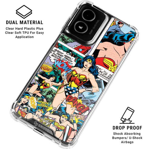 DC Comics Wonder Woman Comic Blast Moto G Power 5G (2024) Clear Case