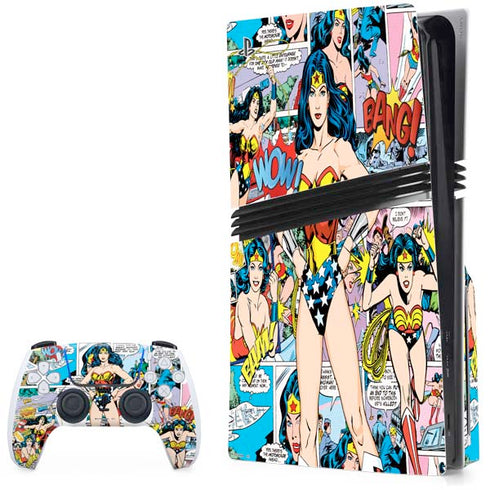 DC Comics Wonder Woman Comic Blast PS5 Pro Disk Bundle Skin