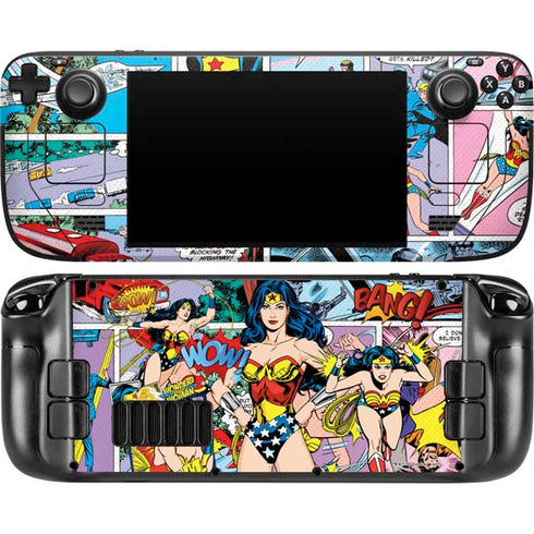 DC Comics Wonder Woman Comic Blast Steam Deck Handheld Gaming Computer OLED Skin