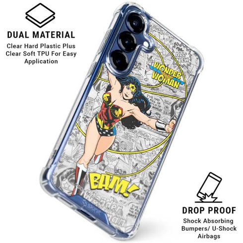 DC Comics Wonder Woman Classic Action Pose Galaxy S25 Plus Clear Case