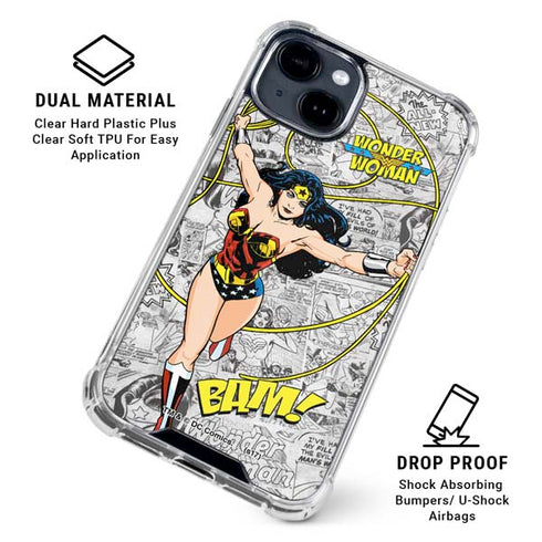 DC Comics Wonder Woman Classic Action Pose iPhone 15 Clear Case