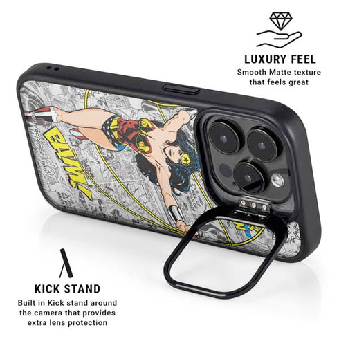 DC Comics Wonder Woman Classic Action Pose iPhone 15 Pro Kickstand Case