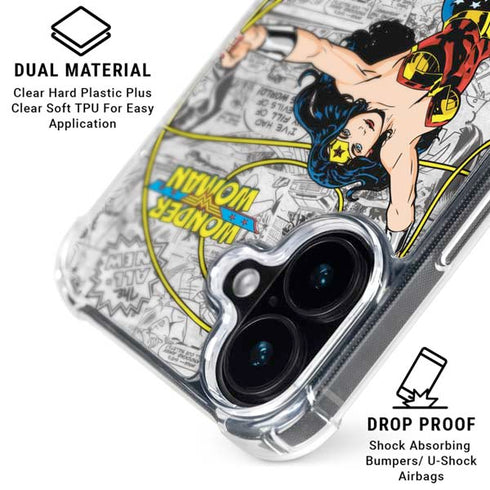 DC Comics Wonder Woman Classic Action Pose iPhone 16 Plus Clear Case