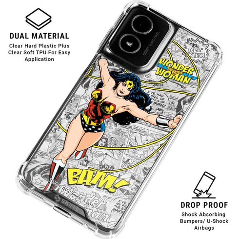 DC Comics Wonder Woman Classic Action Pose Moto G Power 5G (2024) Clear Case