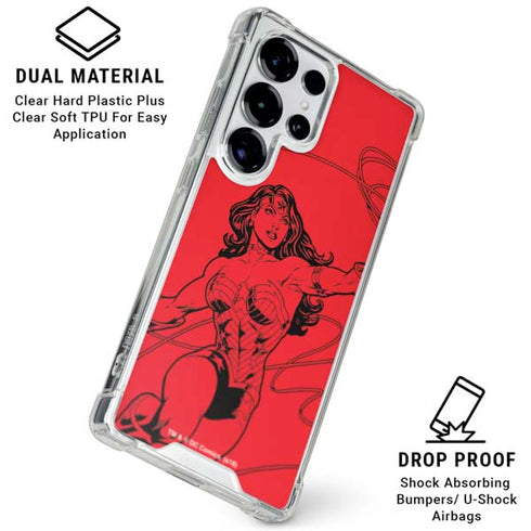 DC Comics Wonder Woman Comic Pop Galaxy S25 Ultra Clear Case
