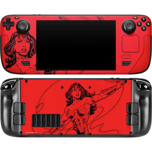 DC Comics Wonder Woman Comic Pop Steam Deck Handheld Gaming Computer OLED Skin