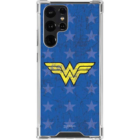 DC Comics Wonder Woman Emblem on Flag Galaxy S23 Ultra Clear Case