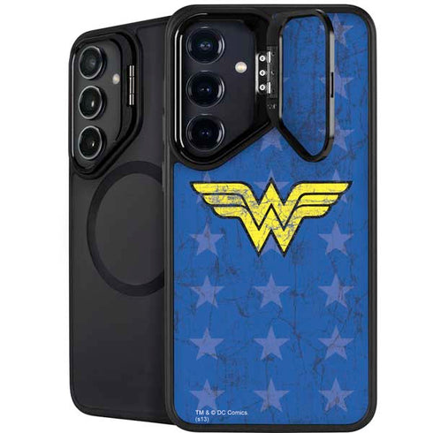 DC Comics Wonder Woman Emblem on Flag Galaxy S25 Kickstand Case