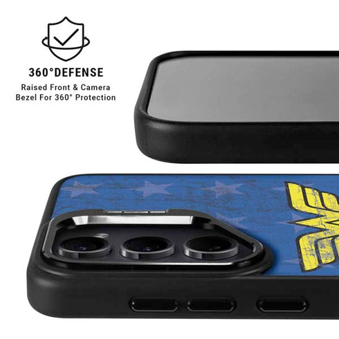 DC Comics Wonder Woman Emblem on Flag Galaxy S25 Kickstand Case