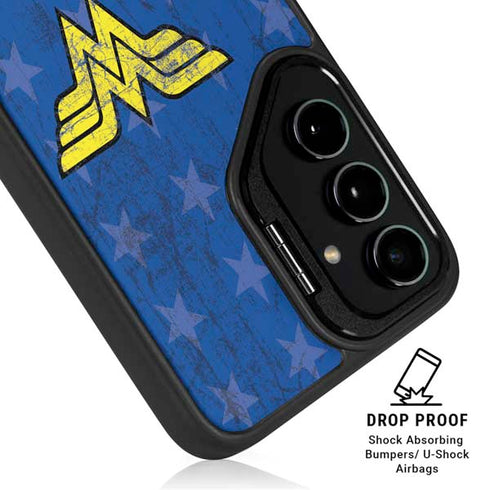 DC Comics Wonder Woman Emblem on Flag Galaxy S25 Kickstand Case