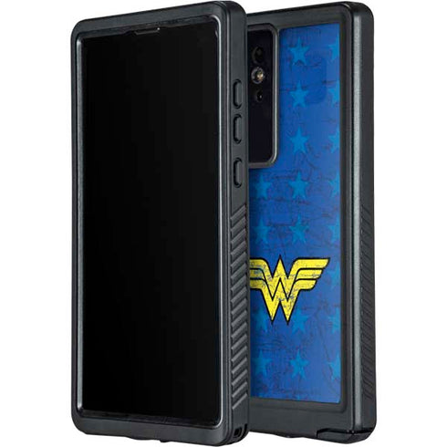 DC Comics Wonder Woman Emblem on Flag Galaxy S24 Ultra Waterproof Case
