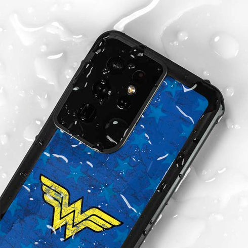 DC Comics Wonder Woman Emblem on Flag Galaxy S24 Ultra Waterproof Case