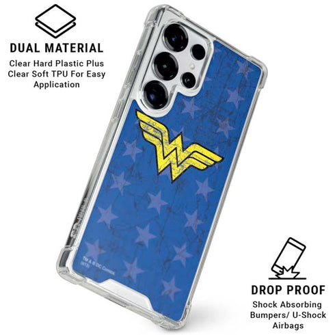 DC Comics Wonder Woman Emblem on Flag Galaxy S25 Ultra Clear Case