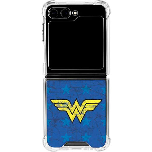 DC Comics Wonder Woman Emblem on Flag Galaxy Z Flip6 Clear Case