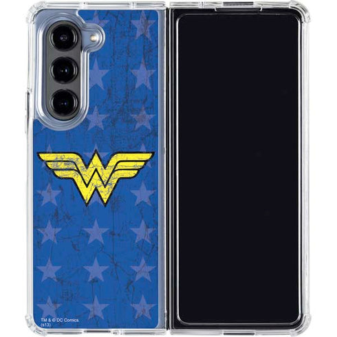 DC Comics Wonder Woman Emblem on Flag Galaxy Z Fold5 5G Clear Case