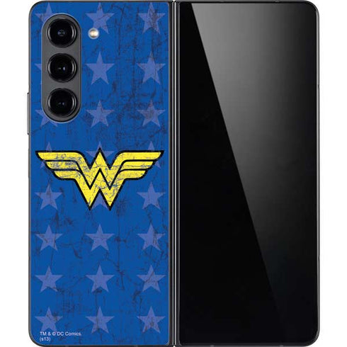 DC Comics Wonder Woman Emblem on Flag Galaxy Z Fold5 5G Skin