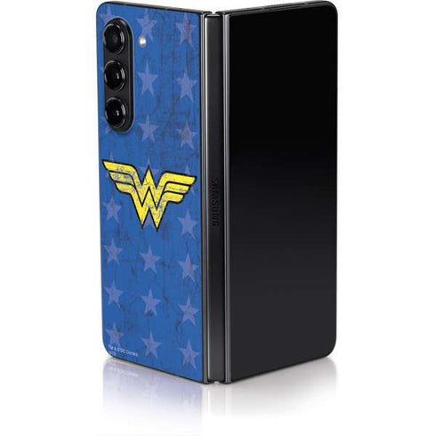 DC Comics Wonder Woman Emblem on Flag Galaxy Z Fold5 5G Skin