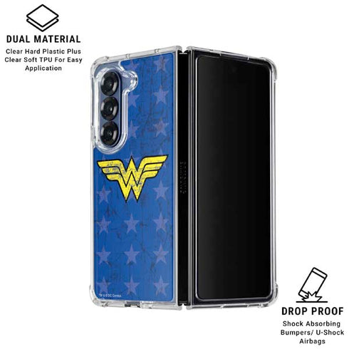 DC Comics Wonder Woman Emblem on Flag Galaxy Z Fold6 Clear Case