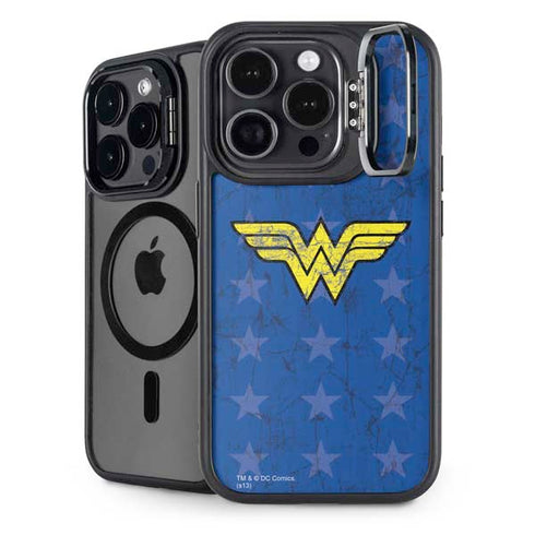 DC Comics Wonder Woman Emblem on Flag iPhone 15 Pro Kickstand Case