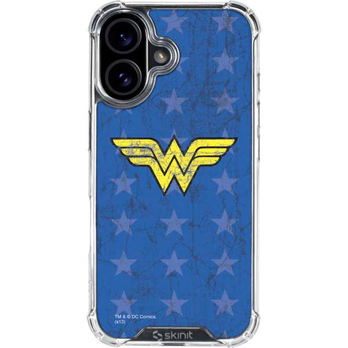 DC Comics Wonder Woman Emblem on Flag iPhone 16 Clear Case