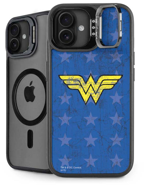 DC Comics Wonder Woman Emblem on Flag iPhone 16 Kickstand Case