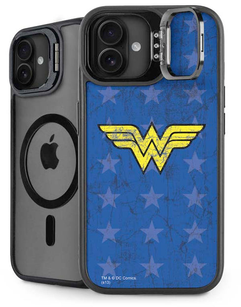 DC Comics Wonder Woman Emblem on Flag iPhone 16 Plus Kickstand Case