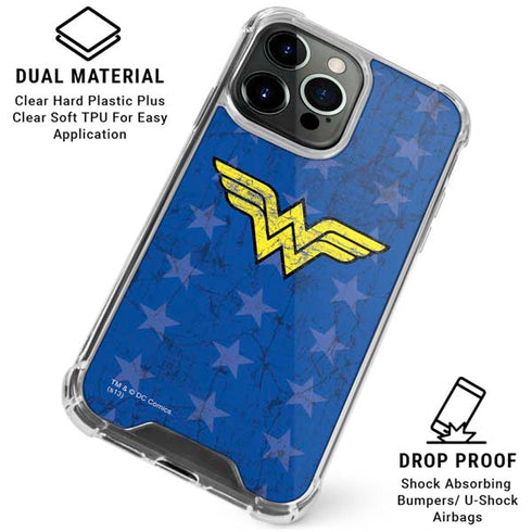 DC Comics Wonder Woman Emblem on Flag iPhone 16 Pro Clear Case