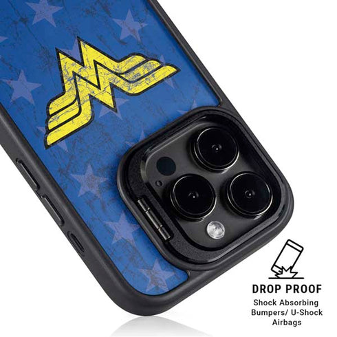 DC Comics Wonder Woman Emblem on Flag iPhone 16 Pro Max Kickstand Case