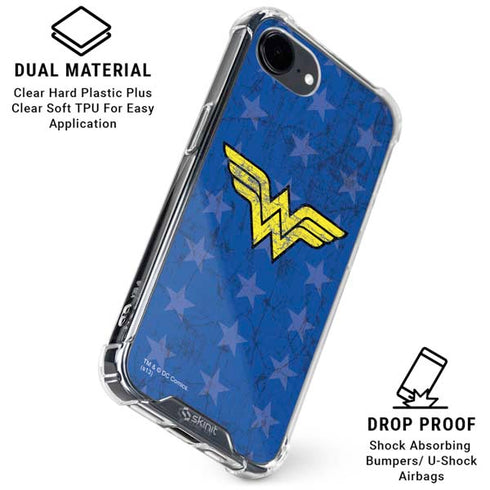 DC Comics Wonder Woman Emblem on Flag iPhone 16e Clear Case