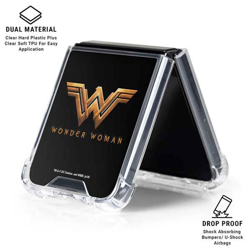 DC Comics Wonder Woman Gold Emblem Galaxy Z Flip6 Clear Case