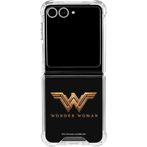 DC Comics Wonder Woman Gold Emblem Galaxy Z Flip7 Clear Case