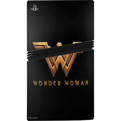 DC Comics Wonder Woman Gold Emblem PS5 Pro Disk Console Skin