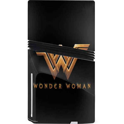 DC Comics Wonder Woman Gold Emblem PS5 Pro Disk Console Skin