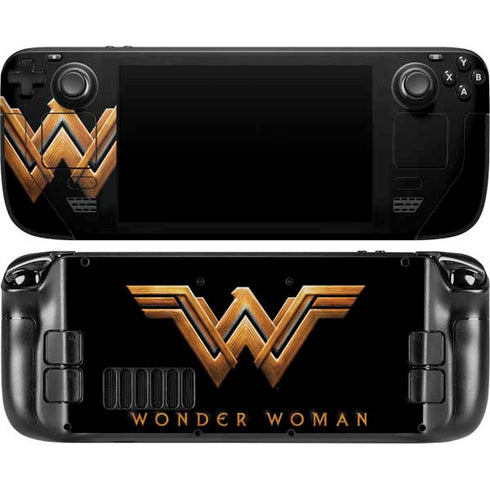 DC Comics Wonder Woman Gold Emblem Steam Deck Handheld Gaming Computer OLED Skin