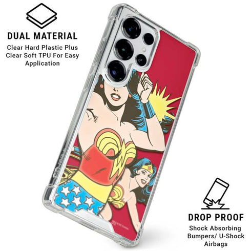 DC Comics Wonder Woman Vintage Action pose Galaxy S25 Ultra Clear Case