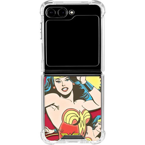 DC Comics Wonder Woman Vintage Action pose Galaxy Z Flip6 Clear Case