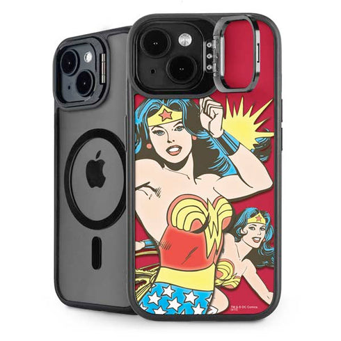 DC Comics Wonder Woman Vintage Action pose iPhone 15 Plus Kickstand Case