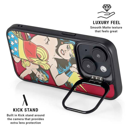 DC Comics Wonder Woman Vintage Action pose iPhone 15 Plus Kickstand Case