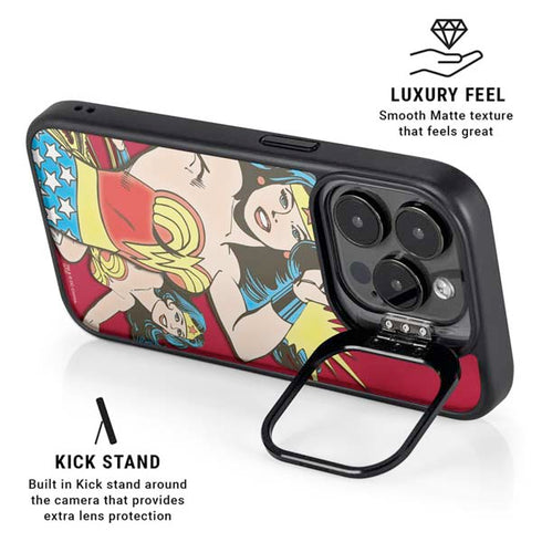 DC Comics Wonder Woman Vintage Action pose iPhone 15 Pro Kickstand Case