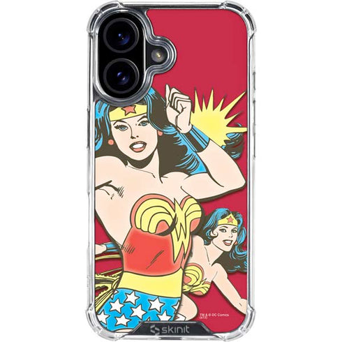 DC Comics Wonder Woman Vintage Action pose iPhone 16 Plus Clear Case