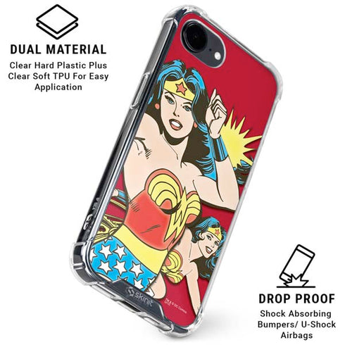 DC Comics Wonder Woman Vintage Action pose iPhone 16e Clear Case